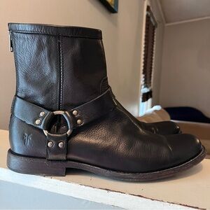 Frye Philip Harness Moto Ankle Boots Black 87870 Size 9.5 D